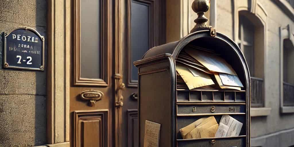 DALL·E 2025-03-25 19.52.18 – A realistic image of a French apartment entrance with a slightly overflowing mailbox. The mailbox contains a few unopened letters and official-look (1) lmpayés de location